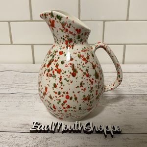 Vintage Retro Handmade Christmas Splatter Ceramic Serveware Dish Pitcher